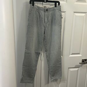 Free People Vertical Stripe High-Rise Jeans in Black and White